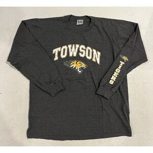 Vintage Towson University Tigers Long Sleeve Shirt Mens XL Gray Crewneck